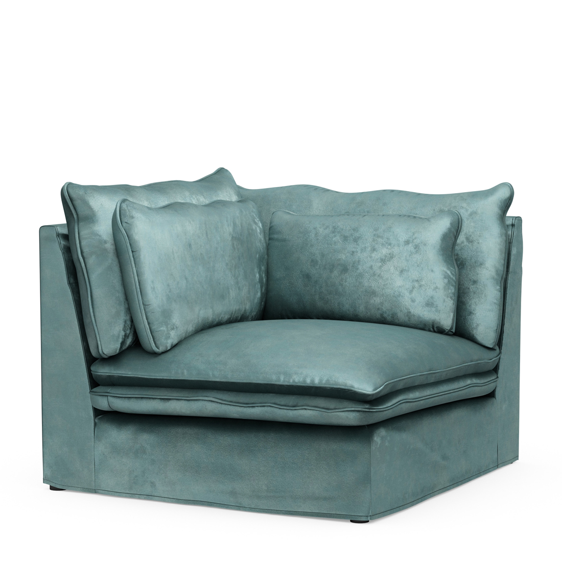 Rivièra Maison - Continental Corner, velvet, mineral blue - Kleur: Mineraalblauw