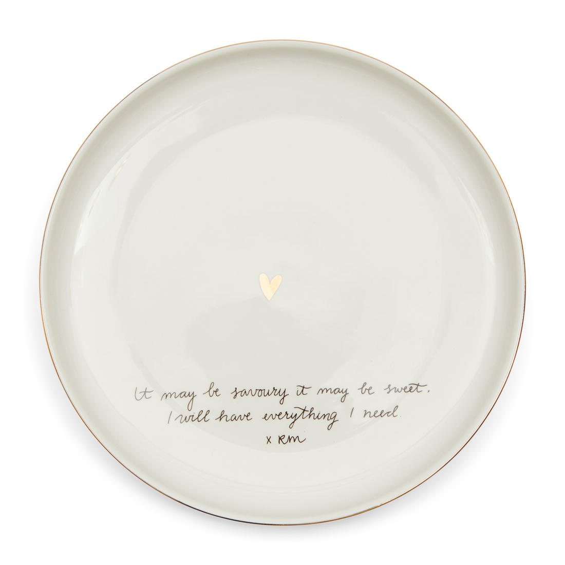 Riviera Maison Ontbijtbord 21 cm - RM Sweet Poem Breakfast Plate - Wit - Porselein