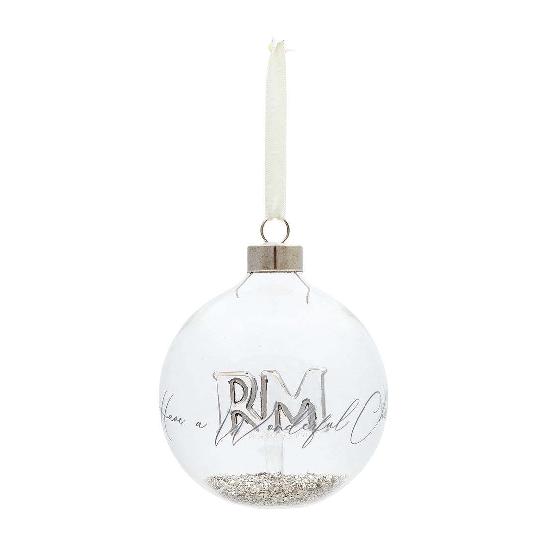 Riviera Maison Kerstbal Zilver - Wonderful Times Ornament - Ø10cm