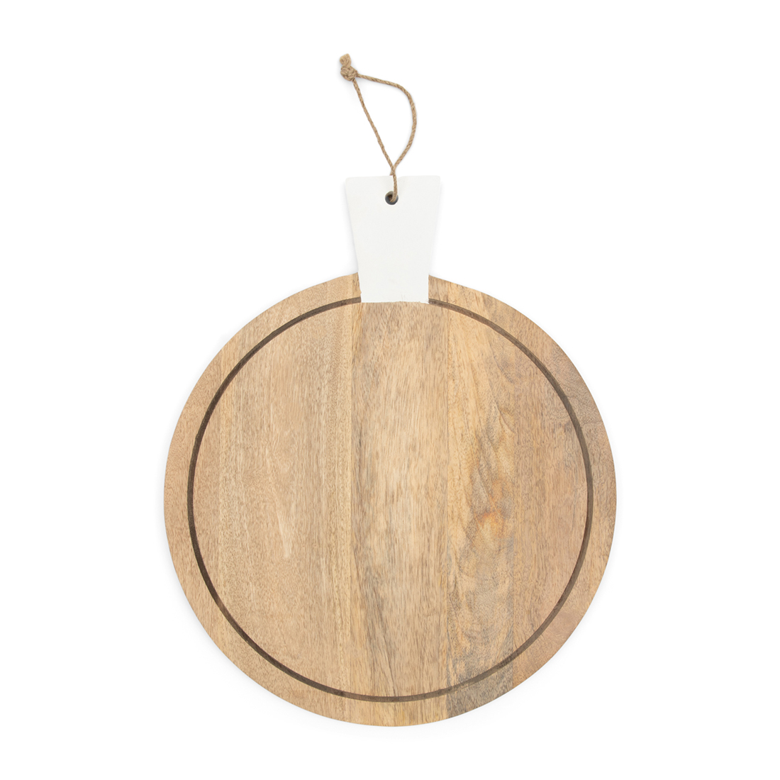 Riviera Maison Snijplank hout rond - Marble Art Chopping Board - Naturel