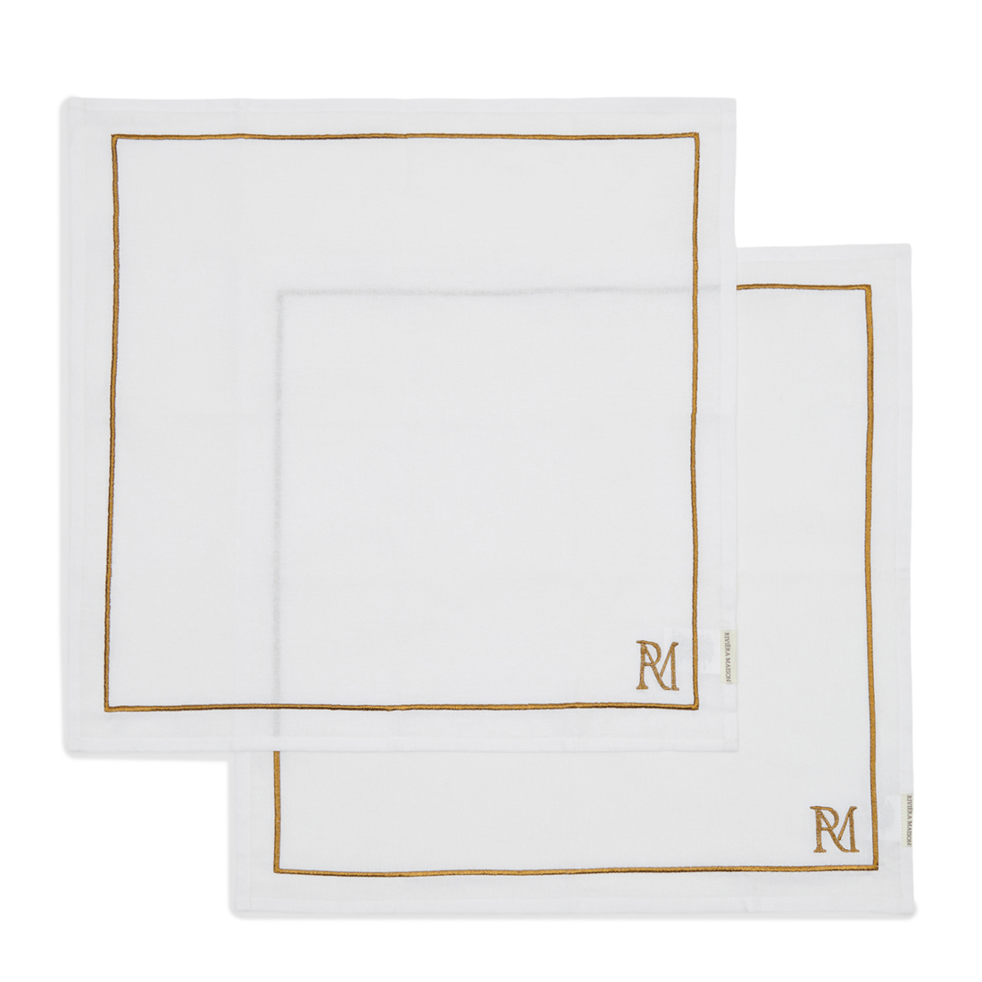 Riviera Maison Servetten katoen - Elegant Monogram Napkin - Wit - 2 Stuks