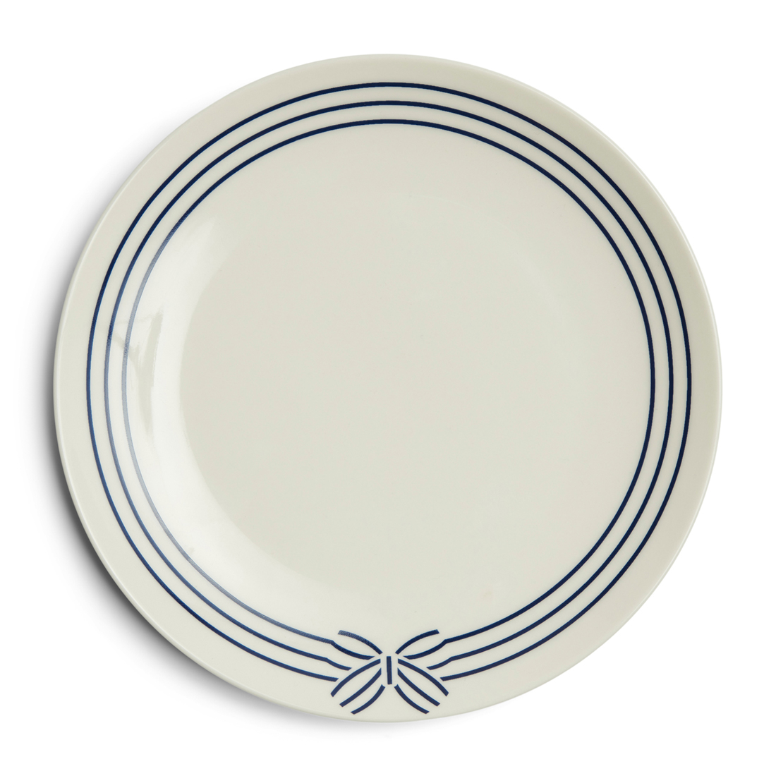 Riviera Maison ontbijtbord, bord strepen - Shoreline Breakfast Plate - Blauw/ Wit - Porselein - 1 stuk