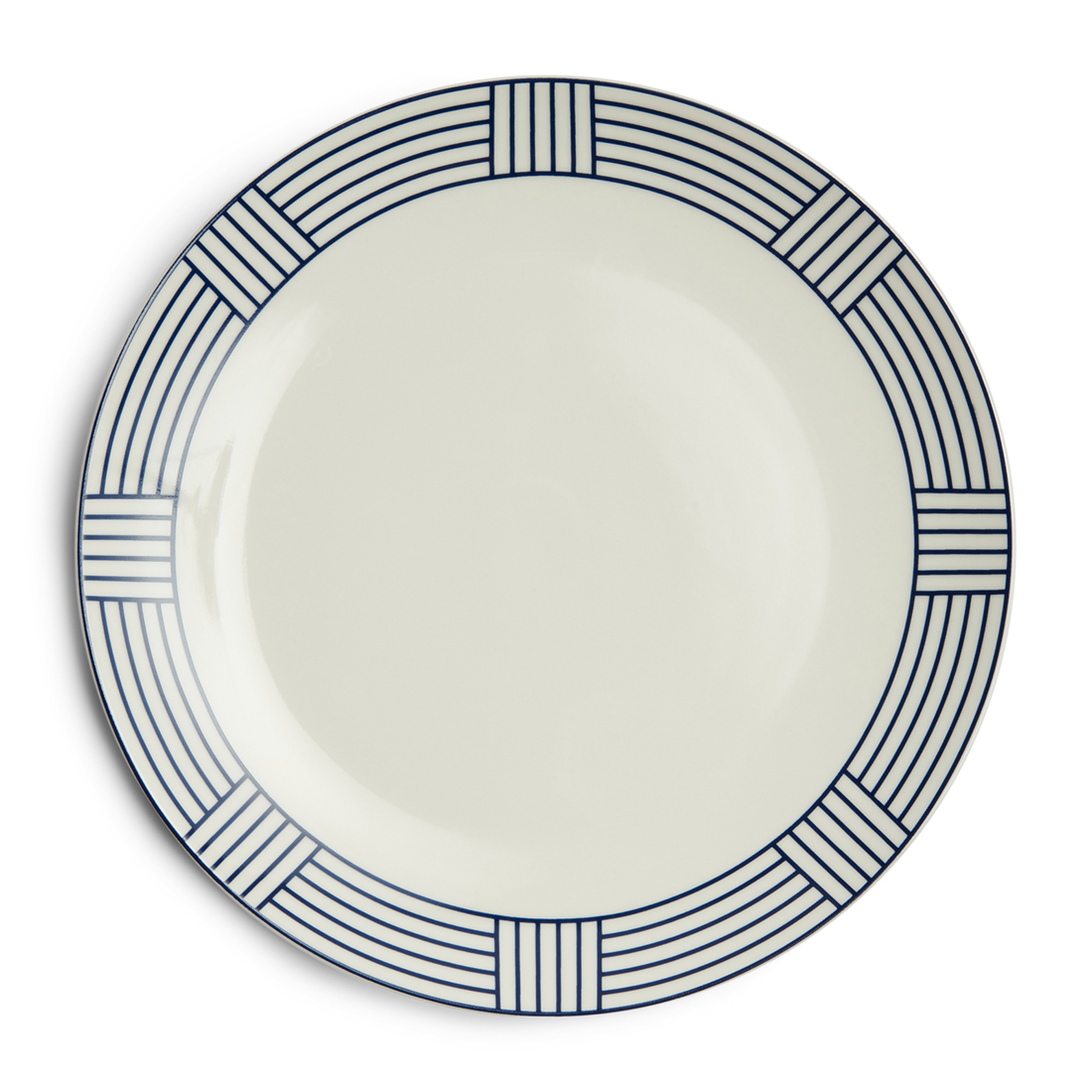 Riviera Maison bord, dinerbord gestreept - Shoreline Dinner Plate - Blauw/ Wit - Porselein - 1 stuk