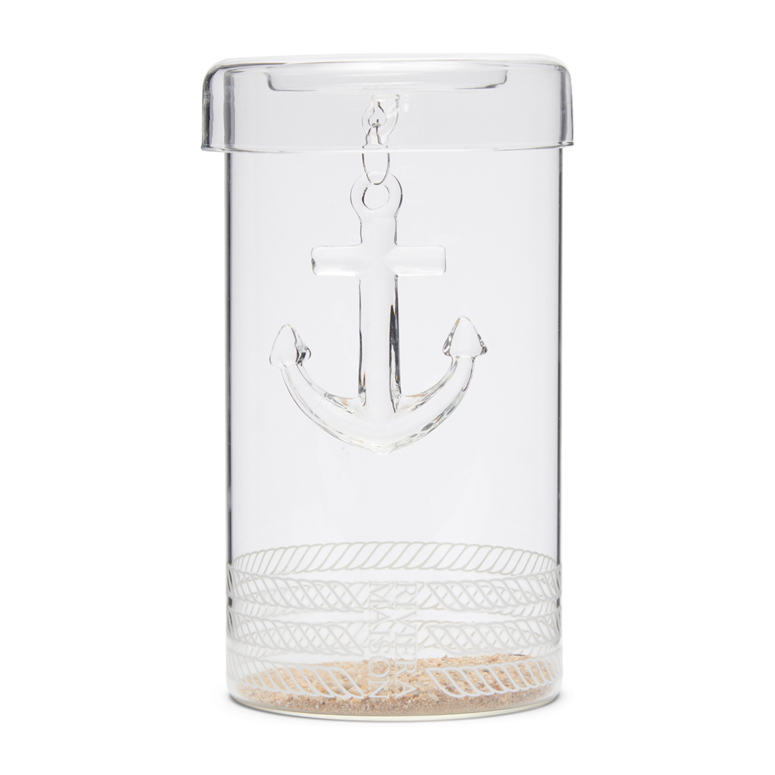 Riviera Maison kaarsenhouder glas, hervulbaar met anker - RM Fillable Anchor Hurricane - Transparant - Glas