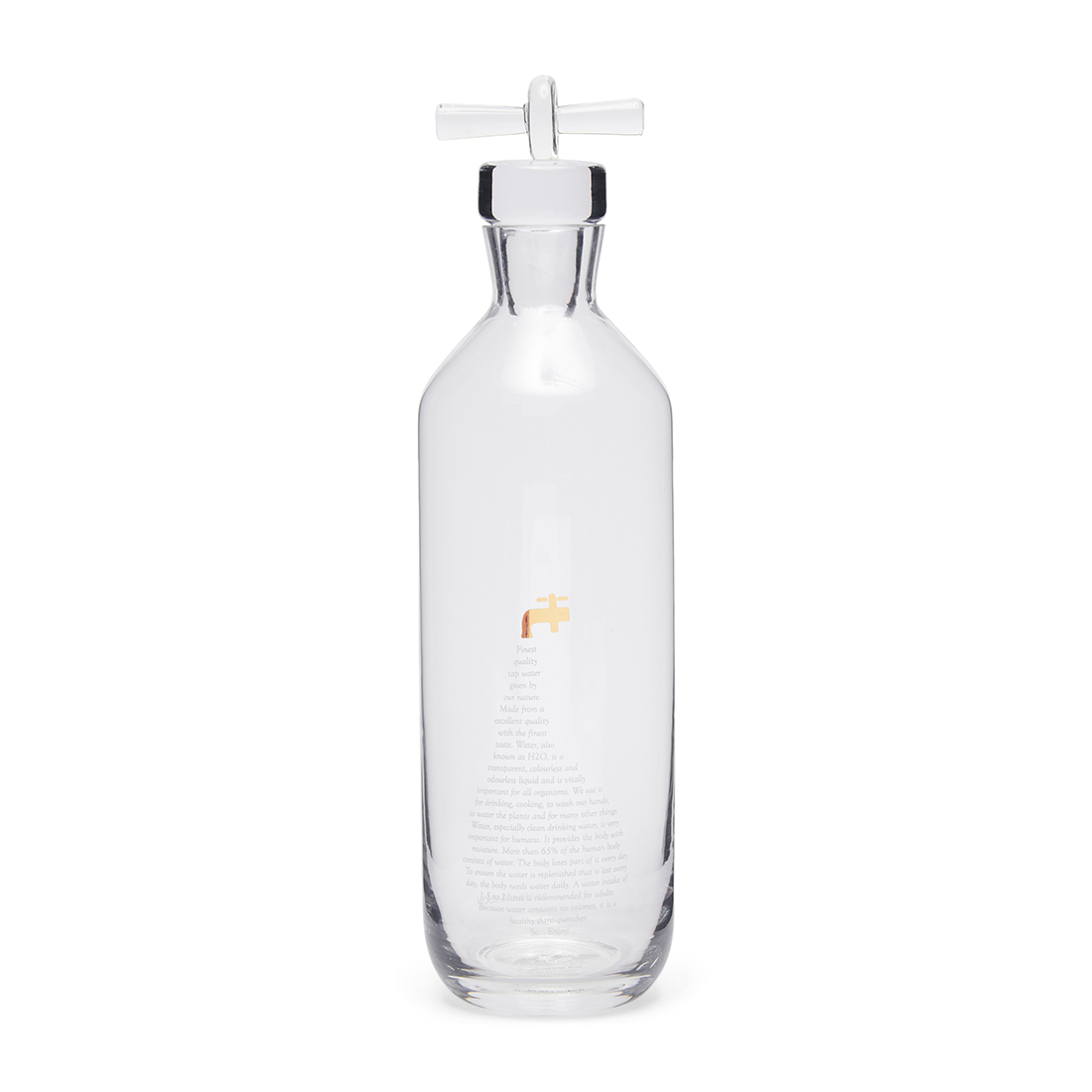 Riviera Maison karaf glas, waterkaraf met dop - RM Loves Tap Water Bottle - Transparant - Glas - 1.2L