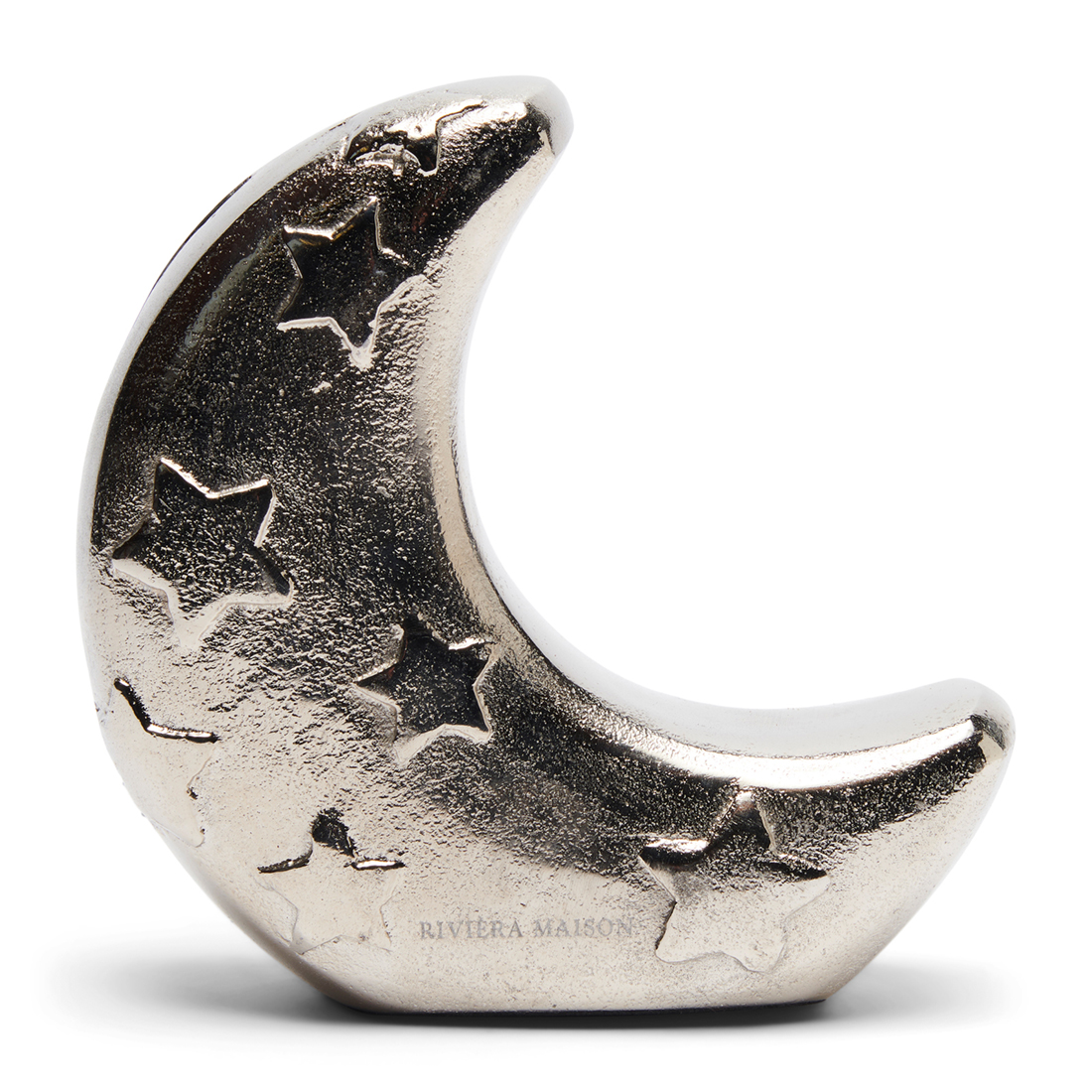 Riviera Maison spaarpot, halve maan met sterren - RM Starry Moon Money Bank - Zilver - Aluminium