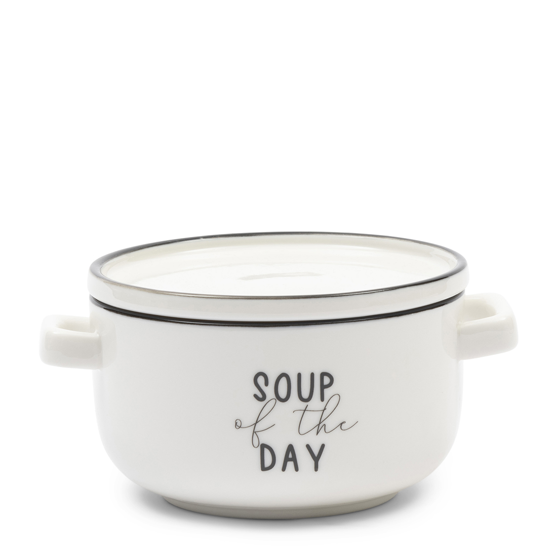 Riviera Maison SoepKom, met deksel, Kom met tekst - My Favourite Soup Bowl & Plate - Wit - Porselein