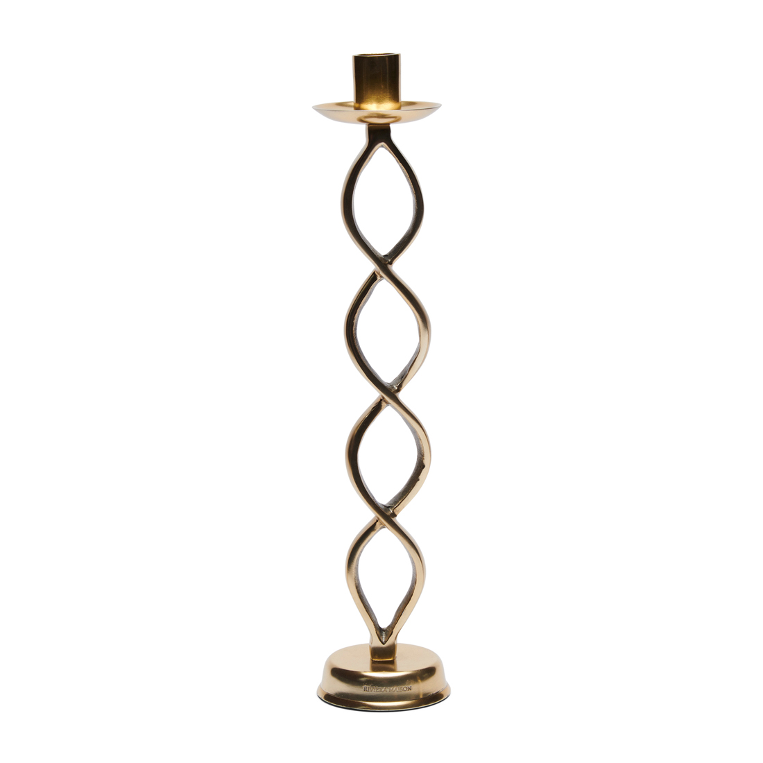 Riviera Maison Kaarshouder goud, gedraaide Kandelaar Hoog - RM Qulinde Candle Holder - Goud - Aluminium