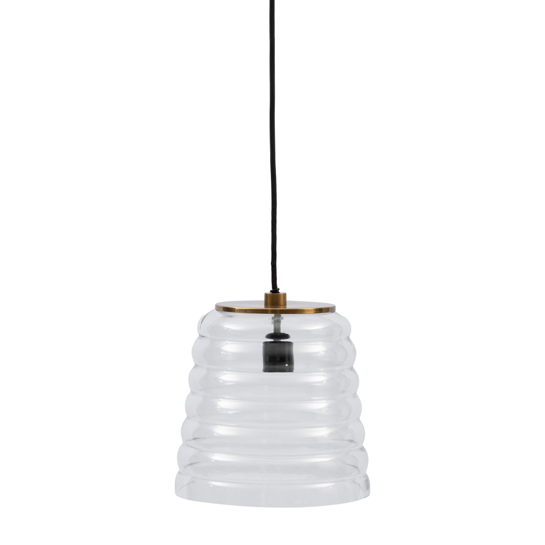 Riviera Maison hanglamp glas, rond, trapeze, Woonkamer, Keuken, Slaapkamer - RM Menaggio Hanging Lamp - Transparant - Glas, Metaal