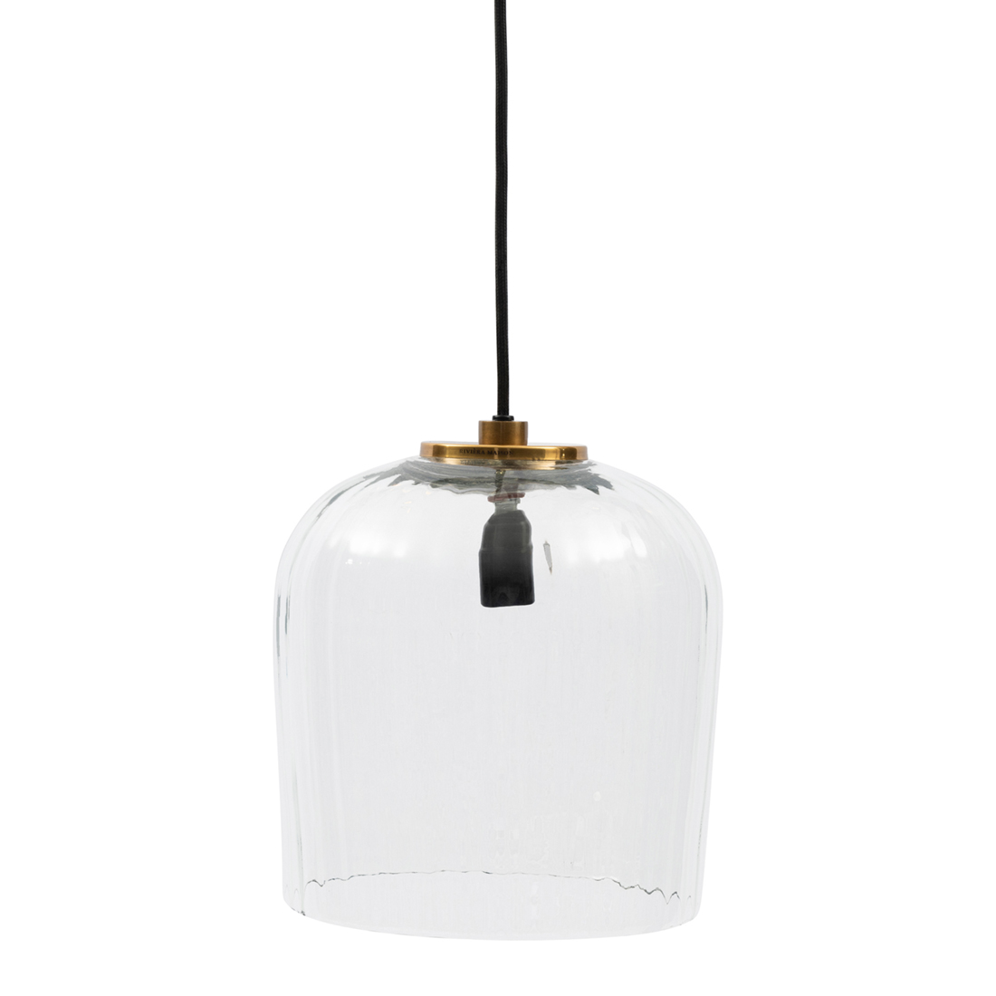 Riviera Maison Hanglamp Glas, Ronde bovenkant, Woonkamer, Keuken, Slaapkamer - RM Menton Hanging Lamp - Transparant - Glas, Metaal