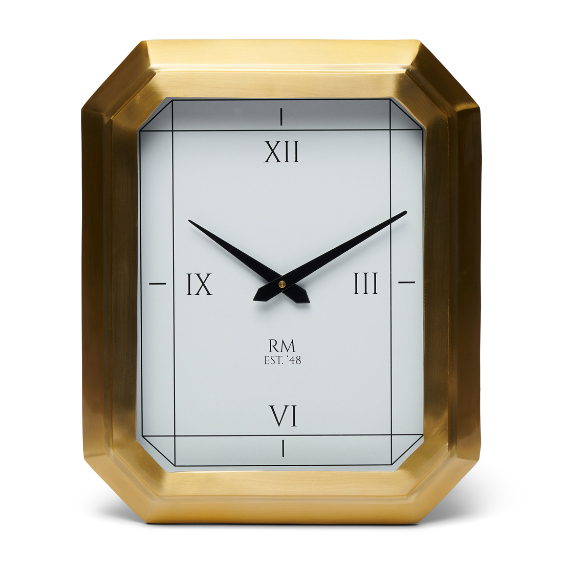 Riviera Maison Wandklok, Keukenklok, Romeinse cijfers, 6 hoekig - RM Lizzy Clock - Goud - Glas, RVS