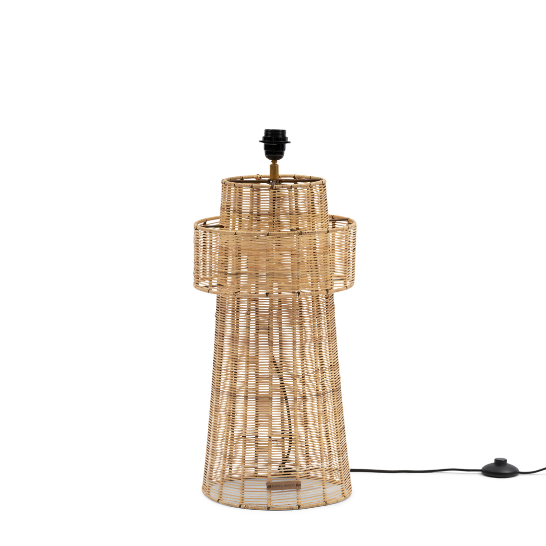 Riviera Maison Tafellamp woonkamer, Lampenvoet Rotan Vuurtoren - RM Lighthouse Kubu Table Lamp - Bruin - Rattan Kubu, IJzer