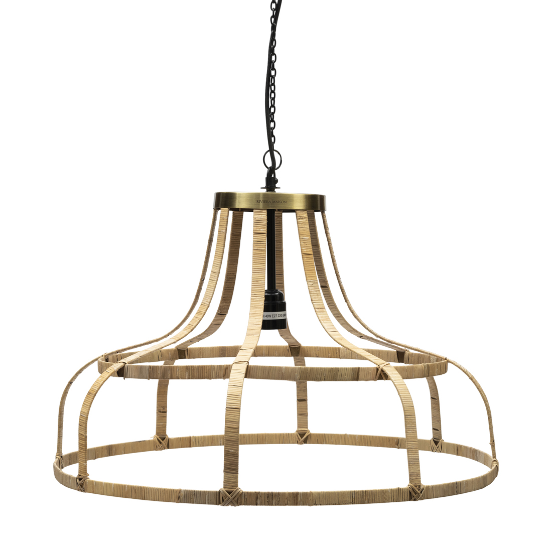 Riviera Maison Hanglamp gevlochten Rotan, Modern - RM Braveheart Hanging Lamp - Naturel - Rattanschil