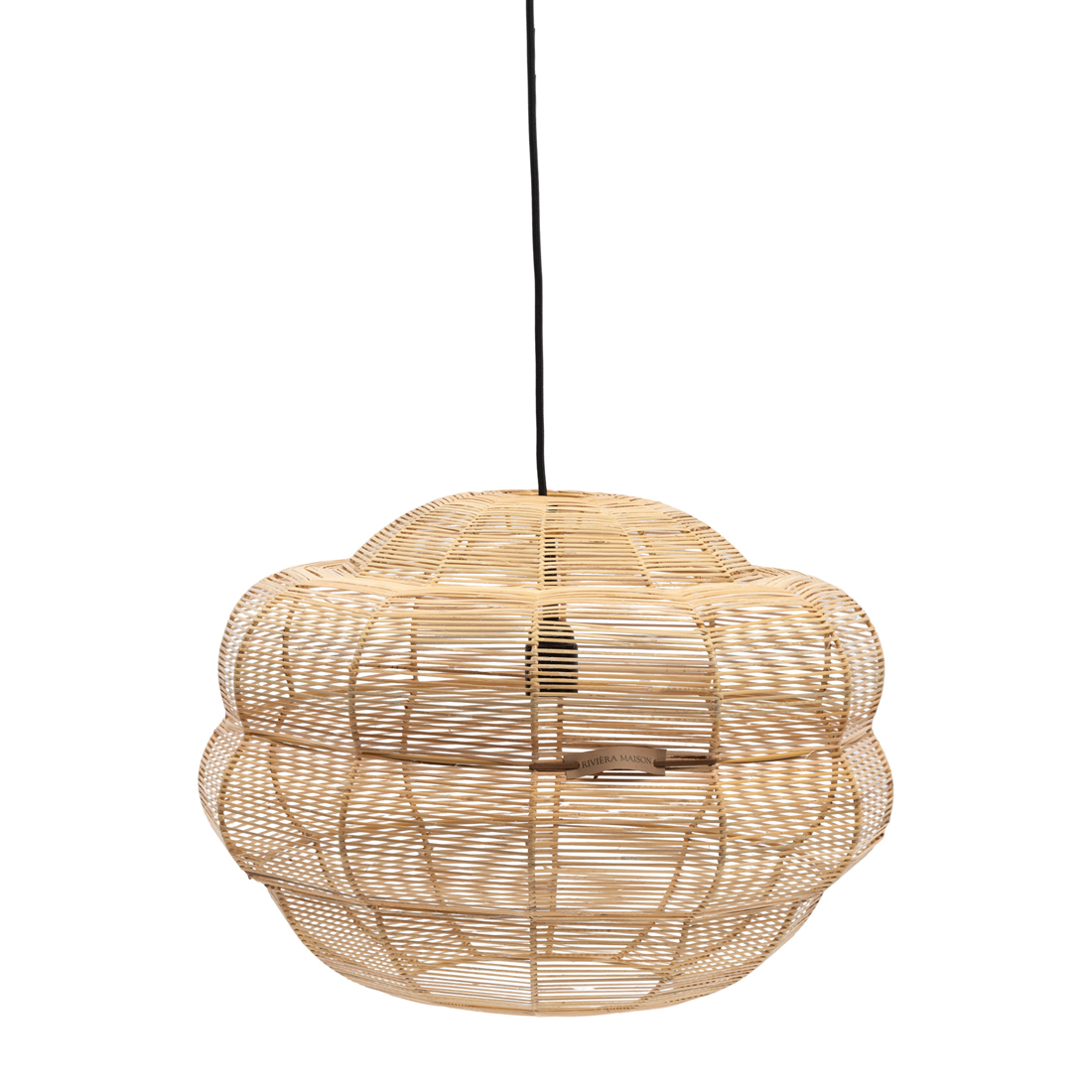 Riviera Maison Hanglamp gevlochten Rotan, Handgemaakt - RM Moana Hanging Lamp - Naturel - Rattanschil