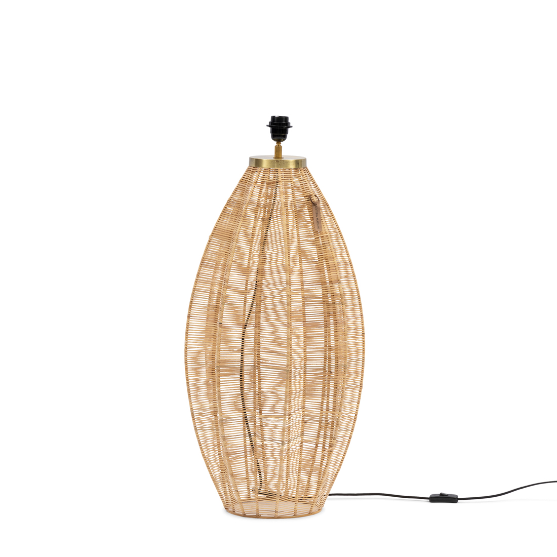 Riviera Maison Tafellamp woonkamer, Lampenvoet Rotan ovaal - RM Canggu Table Lamp - Bruin - Rattan, ijzer