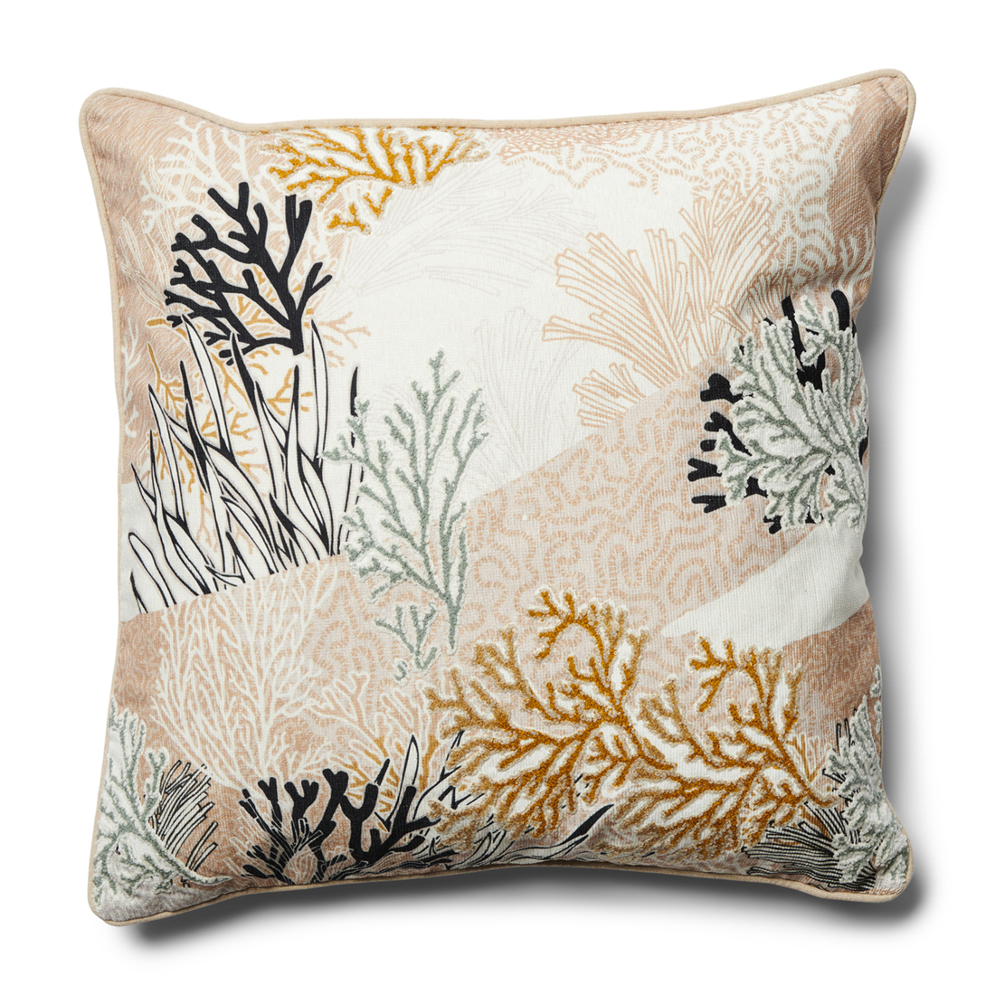 Riviera Maison kussenhoes, Kussensloop 50x50, Sierkussen Koraaal print - RM Nebulla Pillow Cover - Beige - Polyester