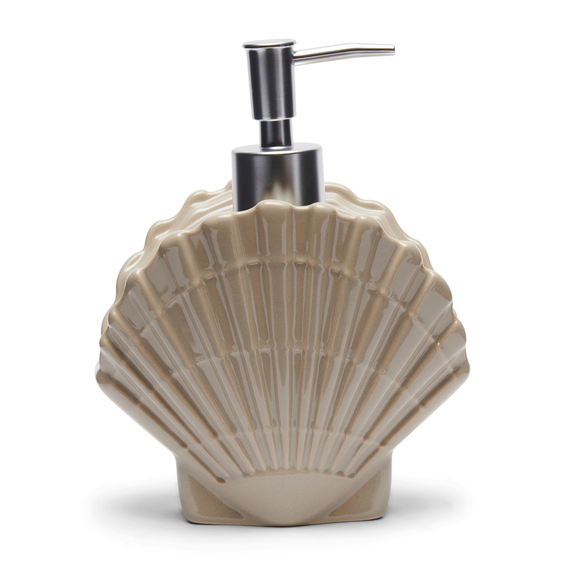 Riviera Maison Zeeppompje, zeepdispenser Schelp - RM Beach Shell Soap Dispenser - Wit - Keramiek - 450 ML