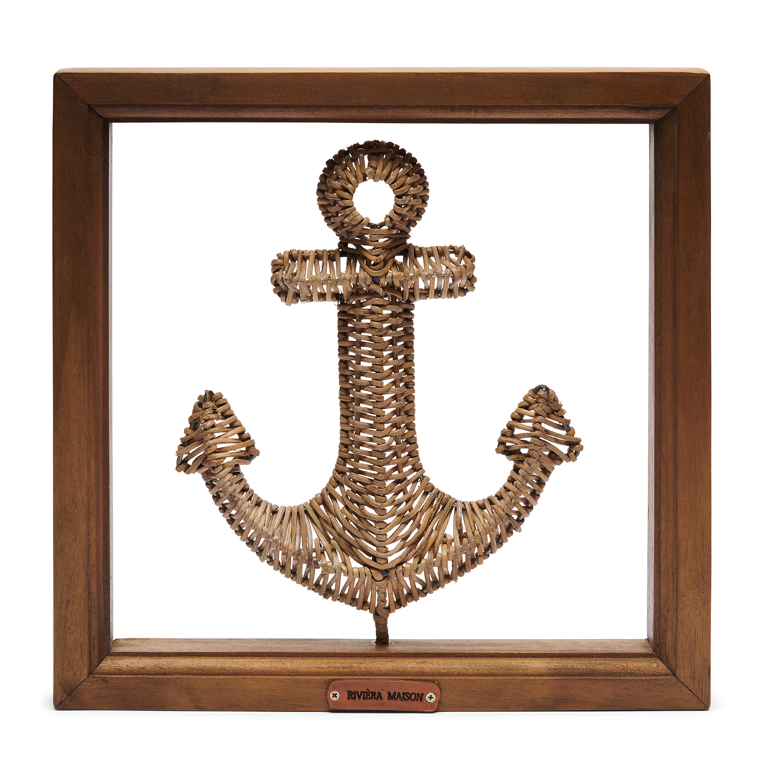 Riviera Maison Muurdecoratie woonkamer met Rotan Anker - Rustic Rattan Anchor Wall Decoration - Bruin - Hout, Rattan