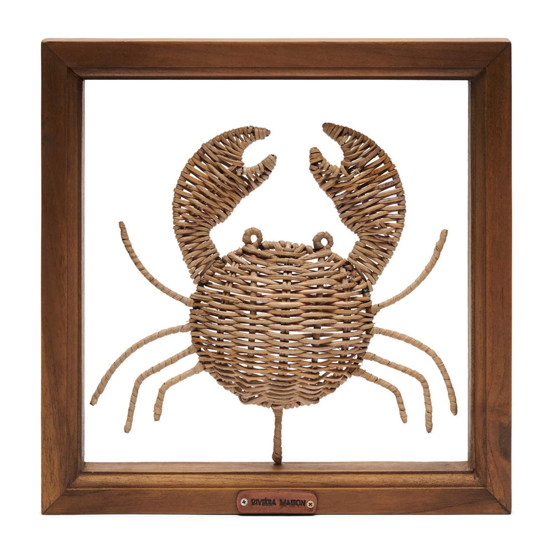 Riviera Maison Muurdecoratie woonkamer met Rotan Krab, Vierkant, Handgemaakt - Rustic Rattan Crab Wall Decoration - Bruin - Hout, Rattan