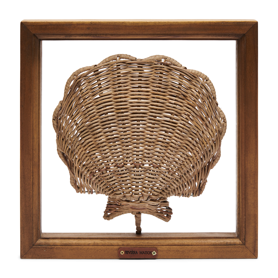 Riviera Maison Muurdecoratie woonkamer met Rotan Schelp - Rustic Rattan Shell Wall Decoration - Bruin - Hout, Rattan