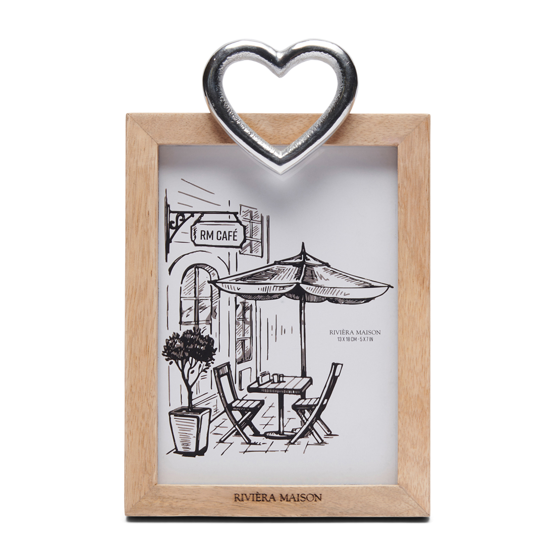 Riviera Maison Fotolijst 13x18 staand met Hartje - RM Hanging Heart Photo Frame - Bruin - Mangohout, Aluminium