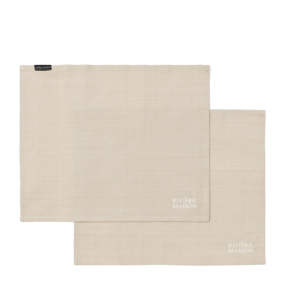 Riviera Maison Placemat set Katoen, Plain onderlegger - RM Classic Placemat - Beige - Katoen - 2 stuks