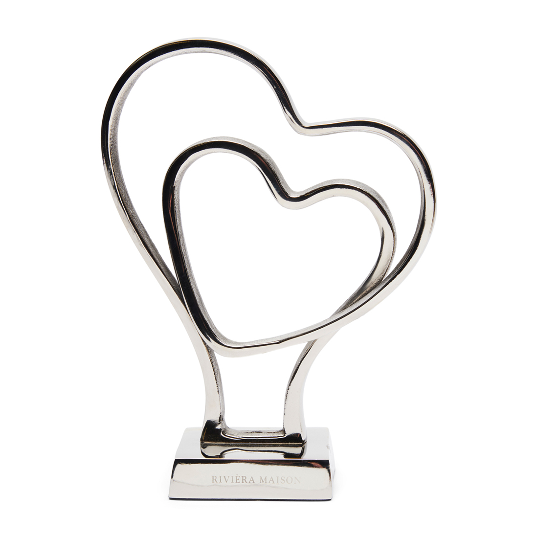Riviera Maison sculptuur Hartjes beeld op voet, Accessoire - RM Double Heartbeat Statue - Goud - Aluminium