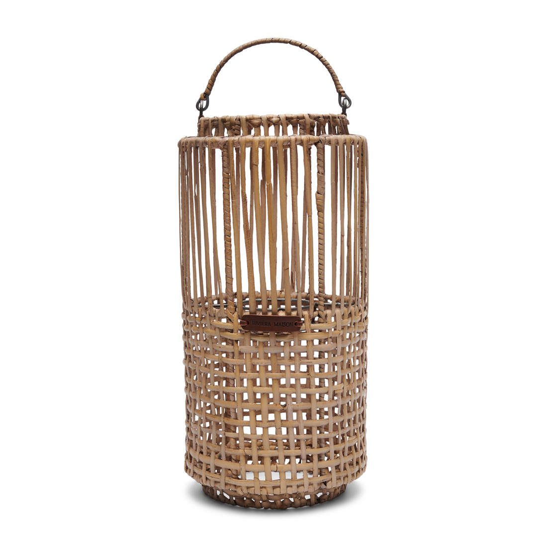 Riviera Maison Lantaarn, Windlicht, Kaarsenhouder, Voor binnen - en buiten - Rustic Rattan Webbing Lantern - Bruin - Rattan Lasio