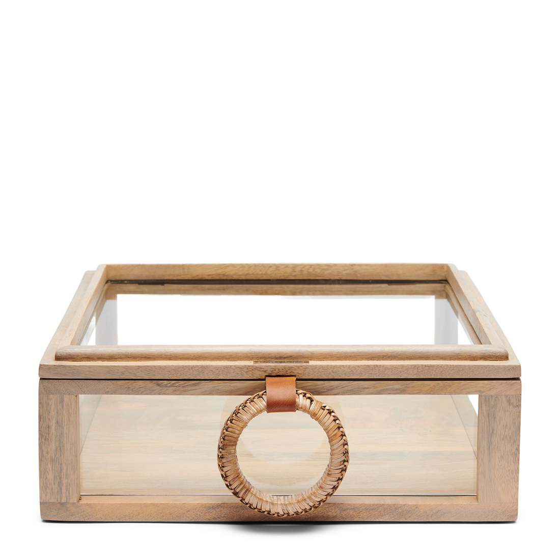 Riviera Maison Vitrine box, opbergkist klein met handvat - RM Canggu Display Box - Lichtbruin - Mangohout