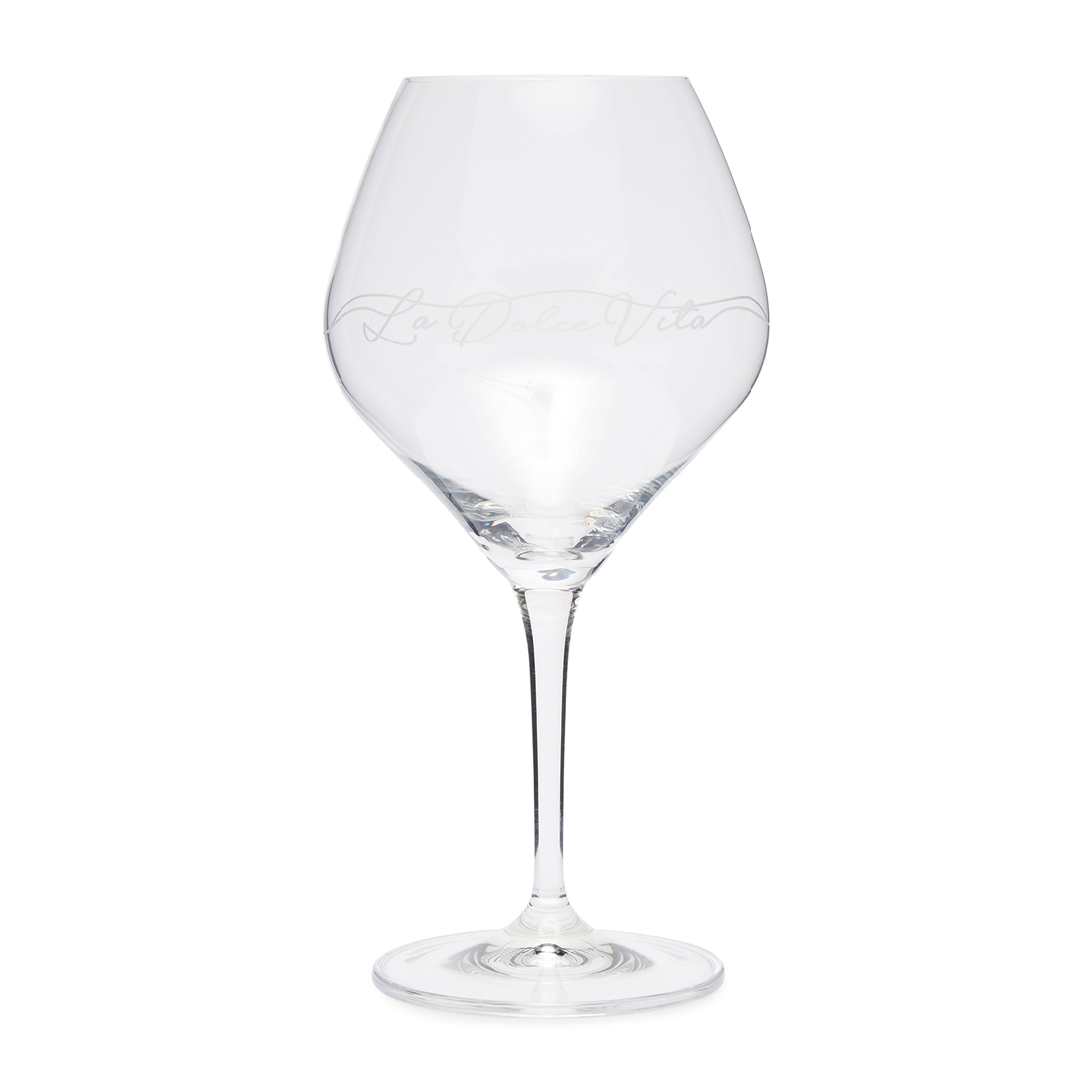 Riviera Maison Wijnglas gegraveerd met tekst, Rodewijn Glas La Dolce Vita Red Wine Glass - Transparant - Glas 400 ML - 1 stuk