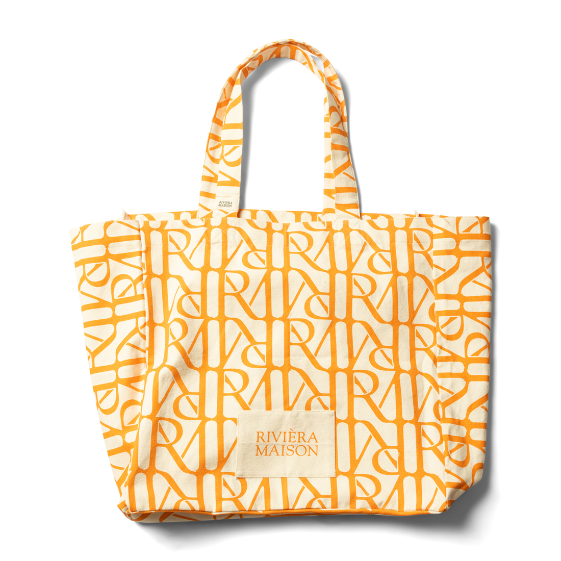 Riviera Maison Katoen en draagtas, Stevige Schoudertas met RM print - RM Monogram Tote Bag - Oranje - Katoen