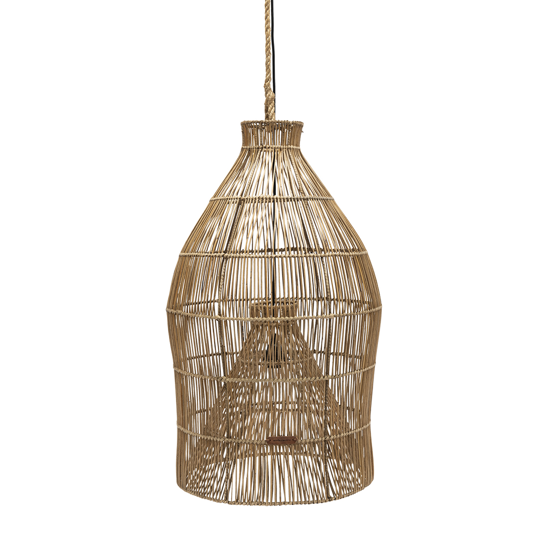 Riviera Maison Hanglamp, Lamp voor binnen, Groot - Fishing Basket Hanging Lamp - Bruin - Pitriet