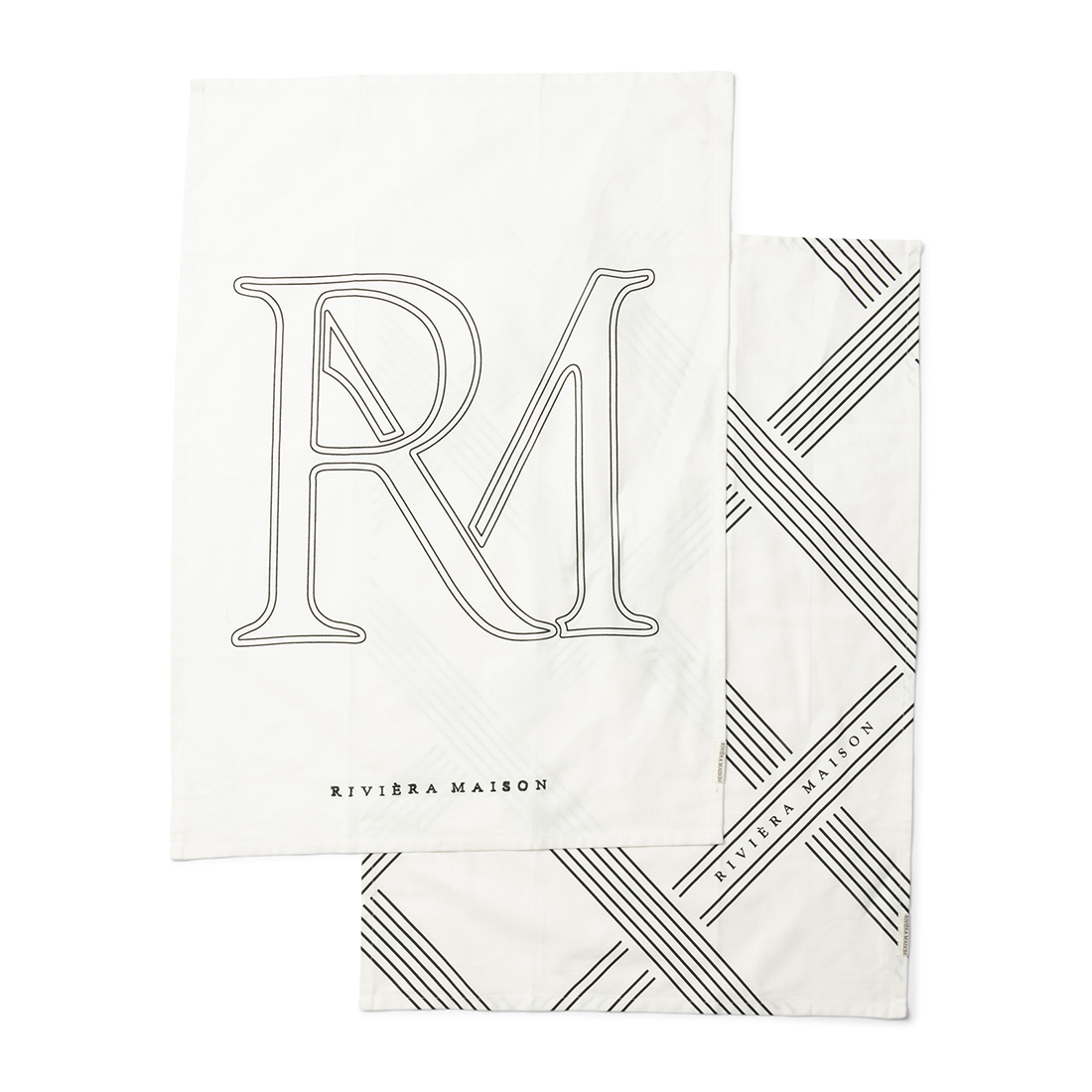 Theedoek RM Monogram&Stripes, Set van 2