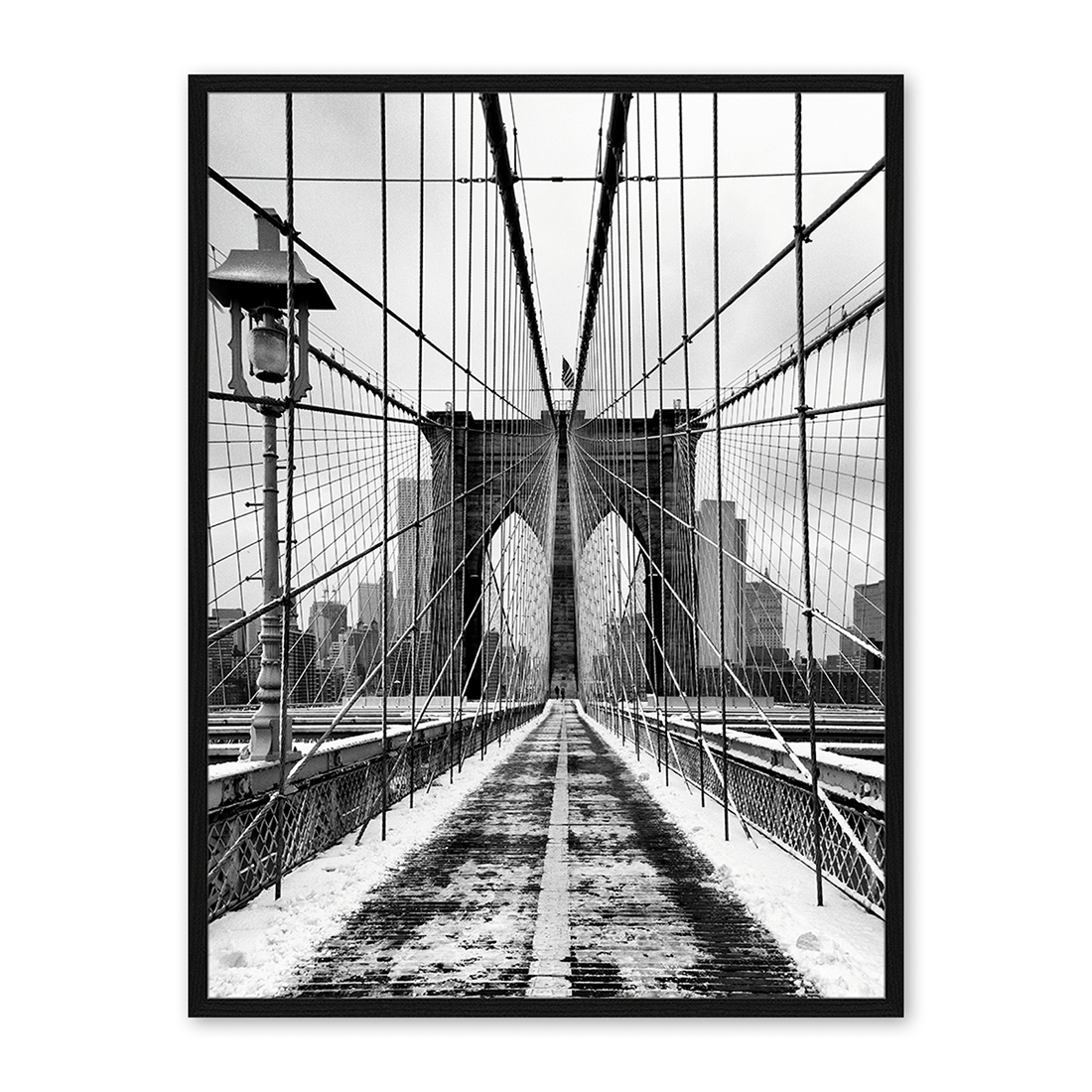 Foto in lijst Brooklyn Bridge Snow 30X40CM