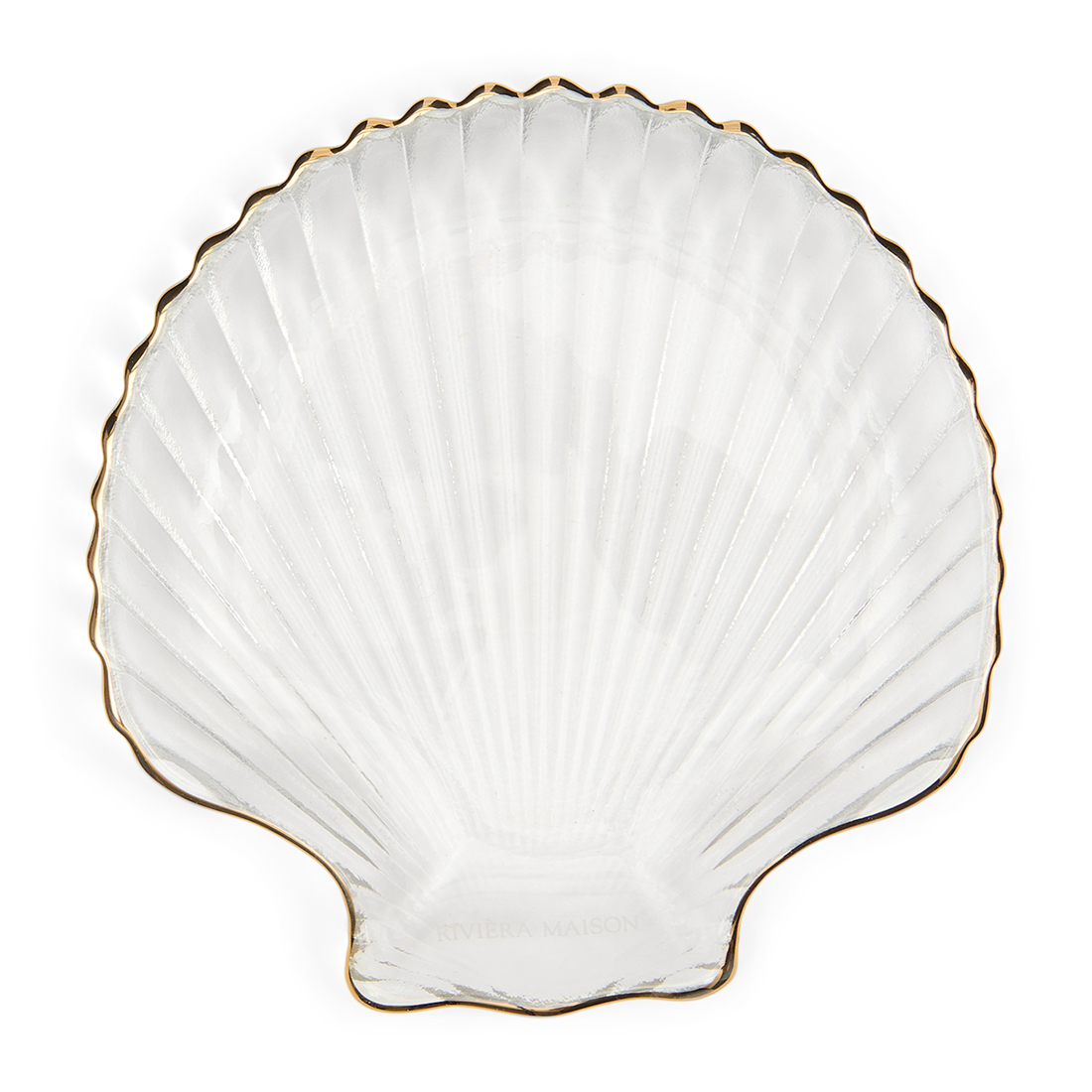 Riviera Maison Beach Shell Decoration Plate - Glas - Transparant - 14.0x13.5x2.0 cm