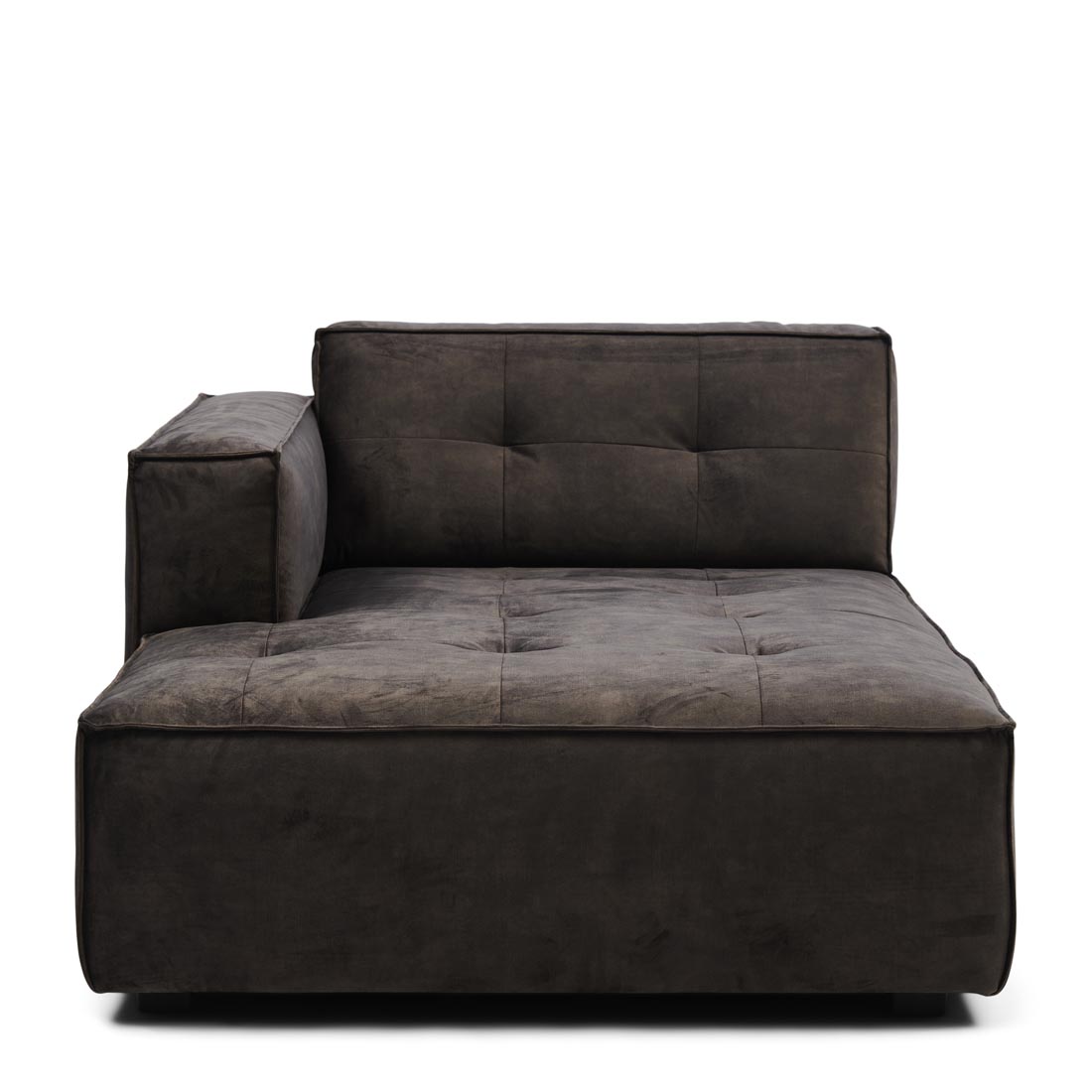 Rivièra Maison - Brandon Chaise Longue Left, velvet, grimaldi grey - Kleur: Grimaldi Grijs