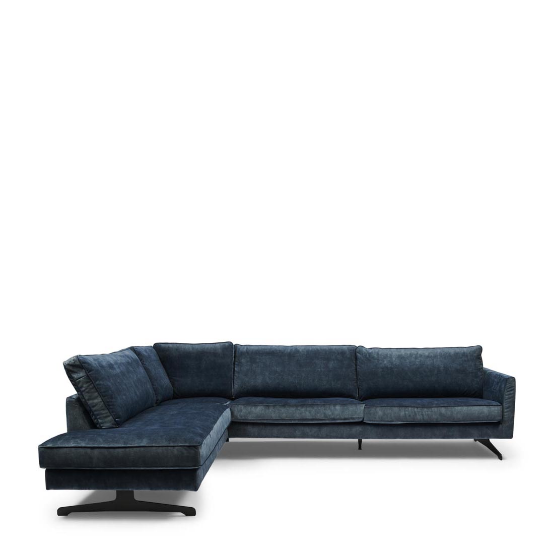 Rivièra Maison - The Camille Corner Sofa Left, velvet, petrol - Kleur: blauw