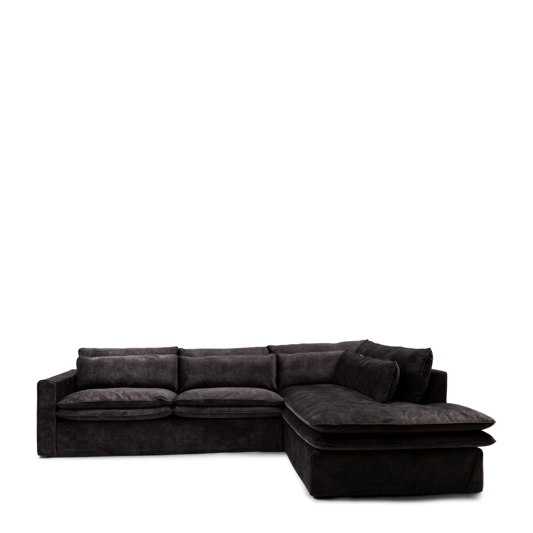 Rivièra Maison - Continental Corner Sofa Right, velvet, grimaldi grey - Kleur: Grimaldi Grijs