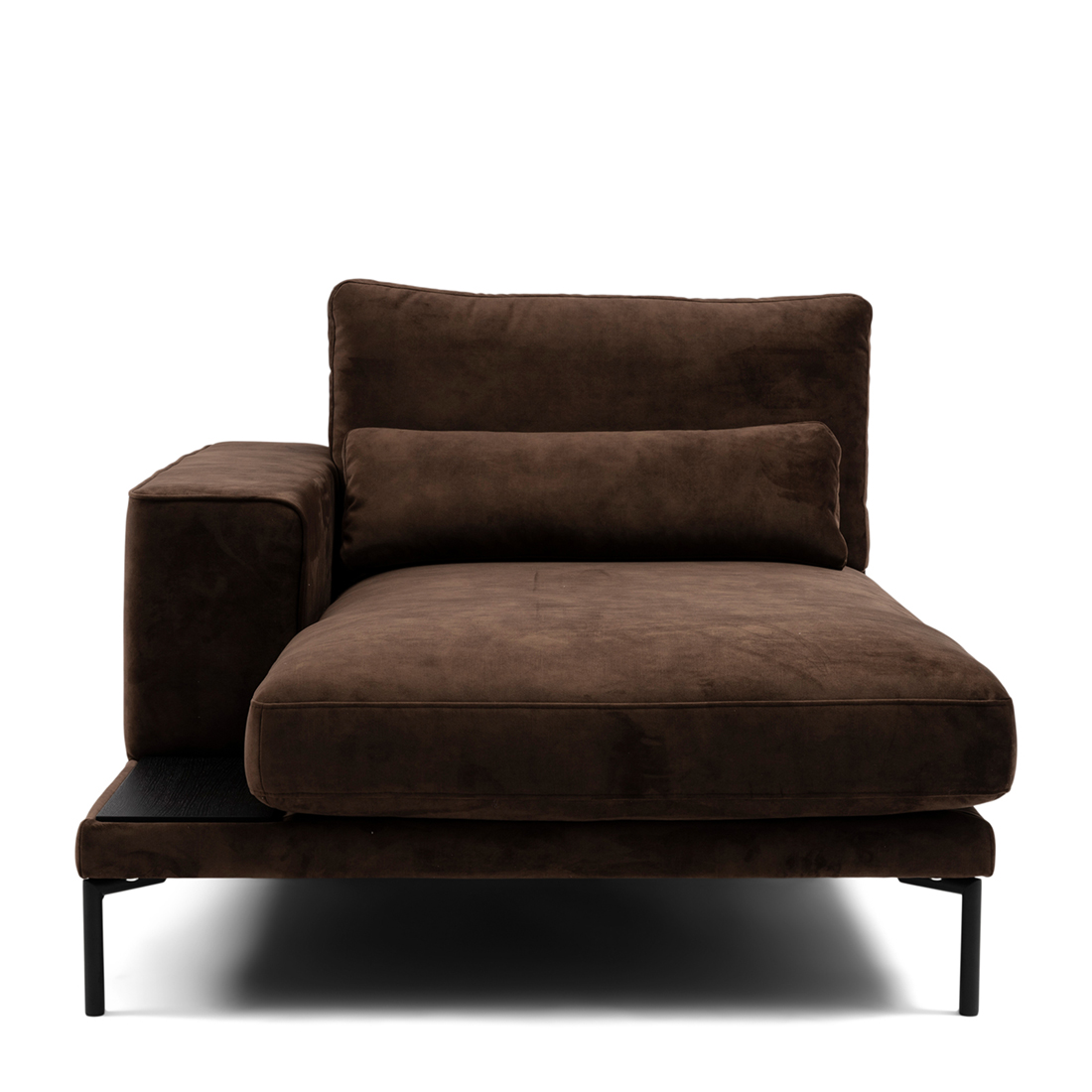 Bowie Club Chaise Longue Left with Plate, velvet I, chocolate