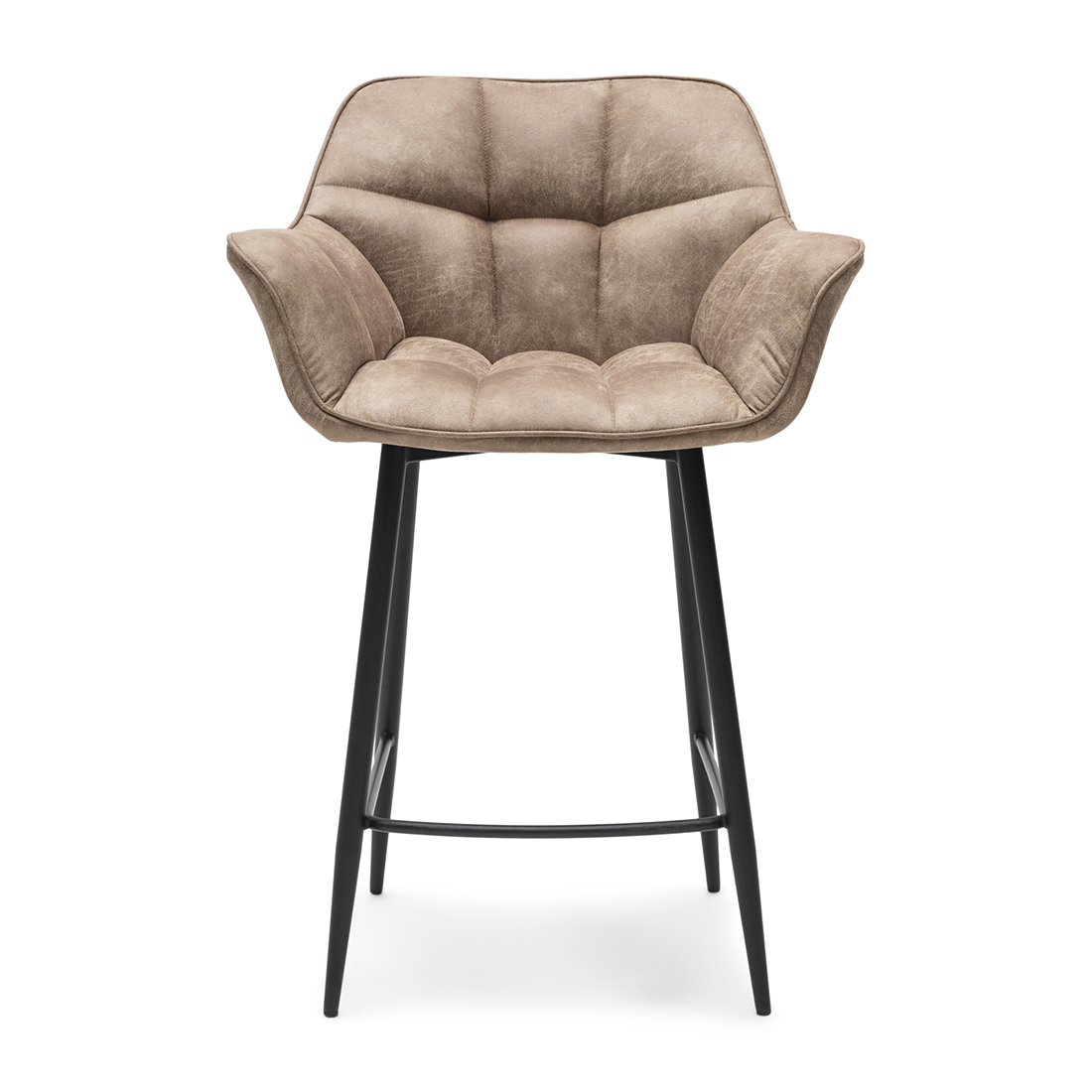 Riviera Maison Barstoel met rugleuning - Carnaby Counter Chair - Polyester, IJzer - Bruin / camel