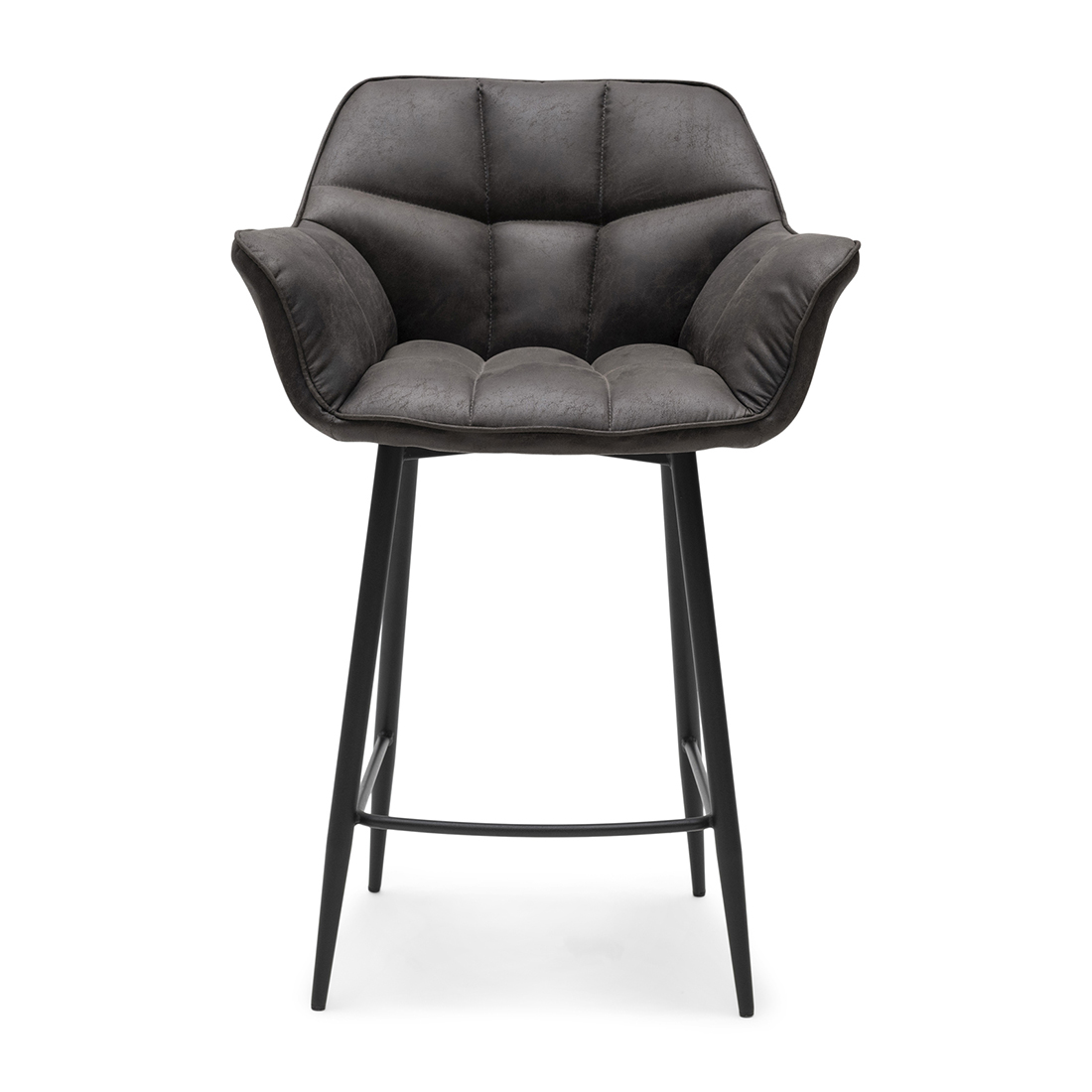 Riviera Maison Barstoel met rugleuning - Carnaby Counter Chair - Polyester, IJzer - Bruin
