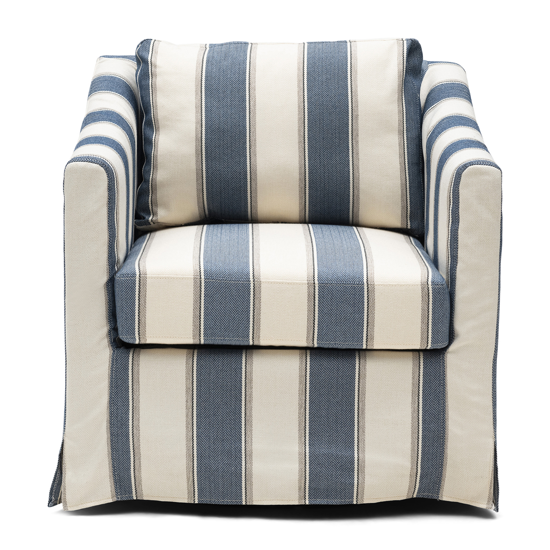 Riviera Maison Fauteuils met armleuning fauteuils draaibaar - Moretta Swivel Armchair - Polyester, Rubberwood, Iron - Blauw / Wit