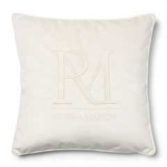 Pillow Cover RM Monogram Velvet, White 50x50